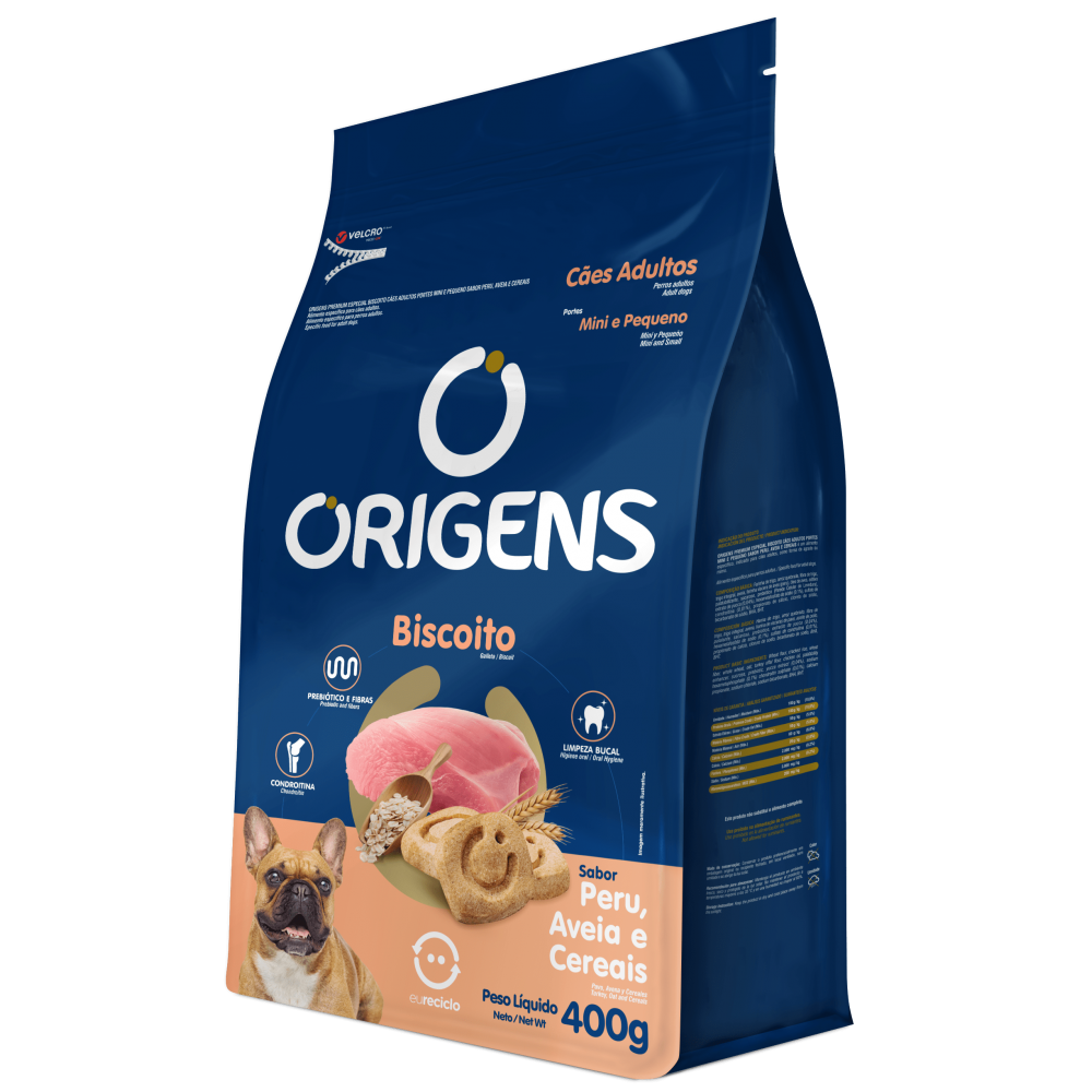 ORIGENS BISCOITO CÃES ADULTO PEQUENO PORTE PERU 400G
