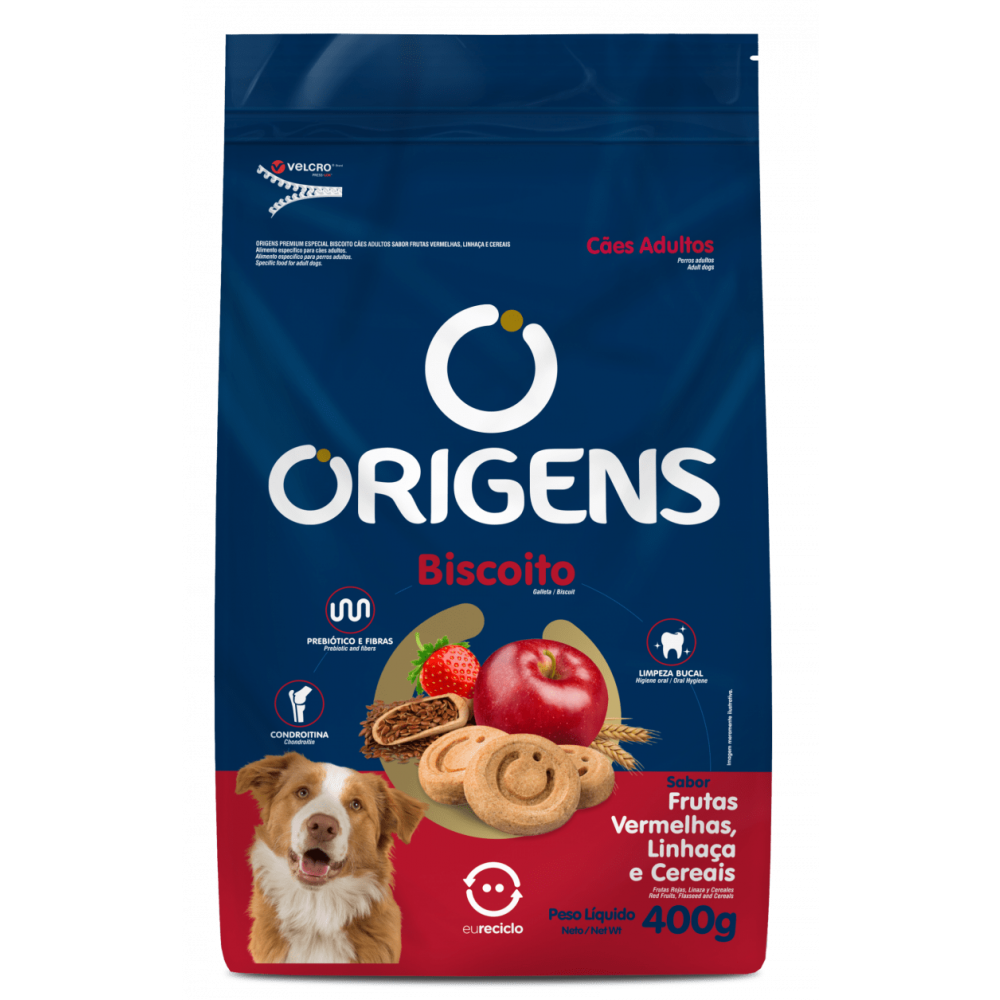 ORIGENS BISCOITO CÃES ADULTO LINHAÇA 400G