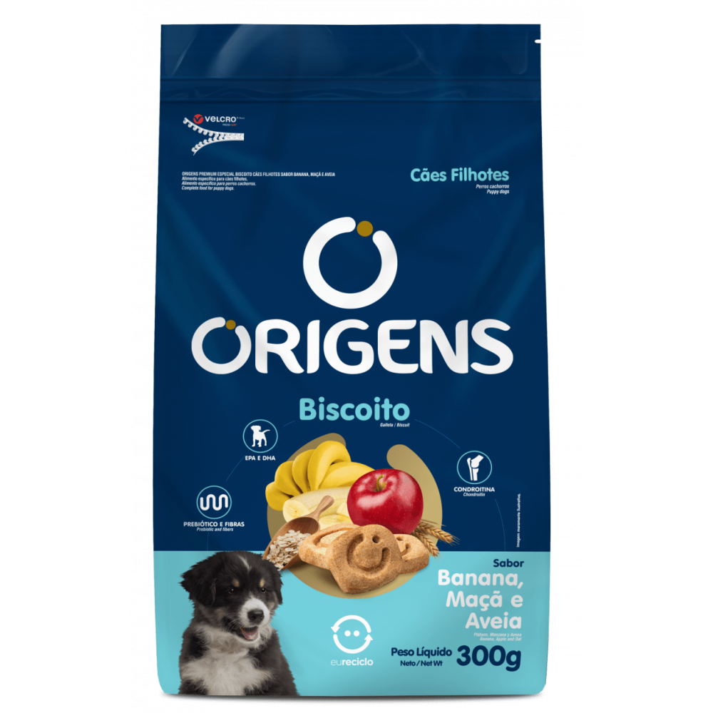 ORIGENS BISCOITO CÃES FILHOTES BANANA 300G