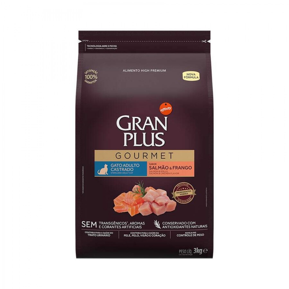 GRANPLUS GATO GOURMET CASTRADO SALMAO E FRANGO 3KG