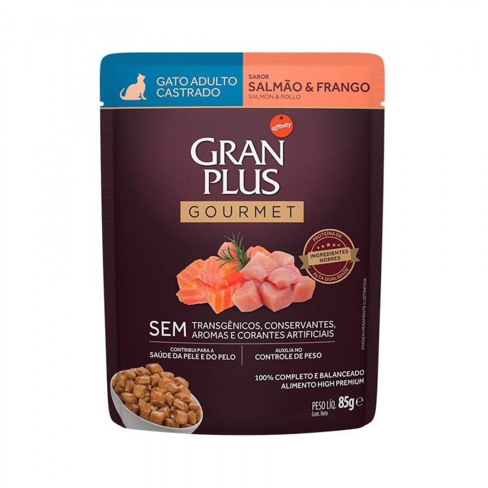 GRANPLUS SACHE GOURMET GATO CASTRADO SALMAO E FRANGO 85G