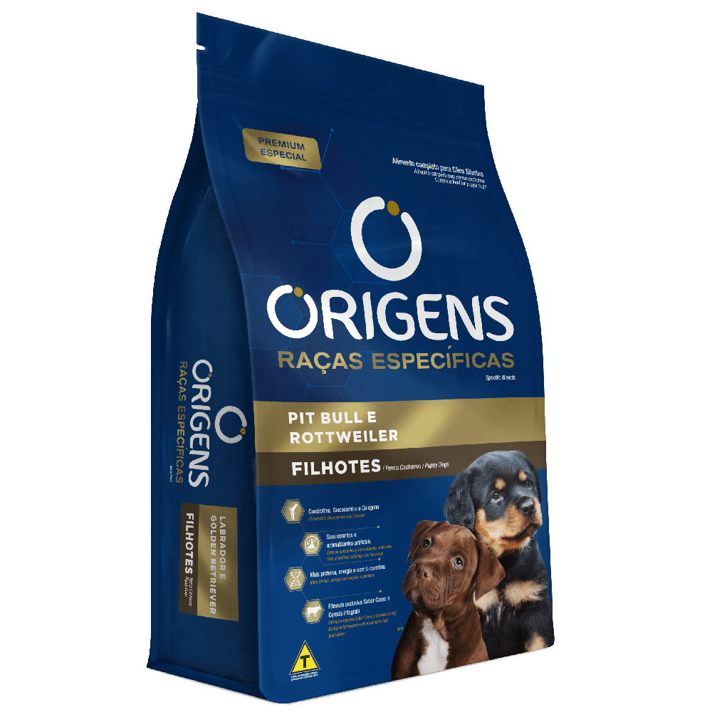 ORIGENS CAO FILHOTE PITBULL E ROTTWEILER 15KG