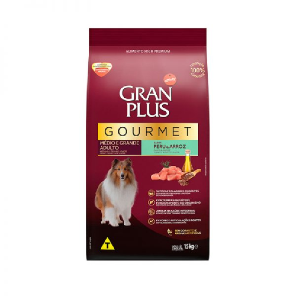 GRANPLUS GOURMET CÃES ADULTO MEDIO PERU 15 KG