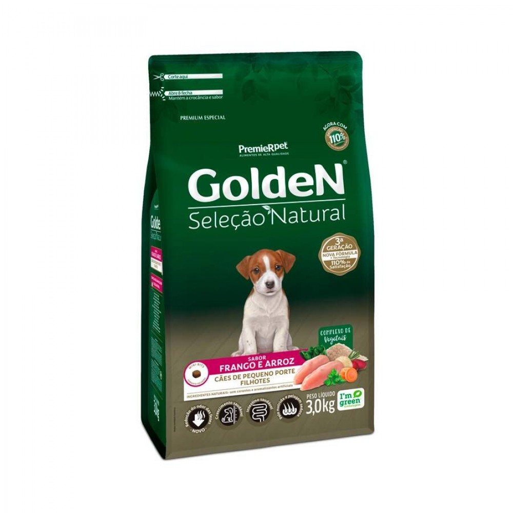 GOLDEN SELEÇÃO NATURAL CÃES FILHOTES PORTE PEQUENO FRANGO 3KG