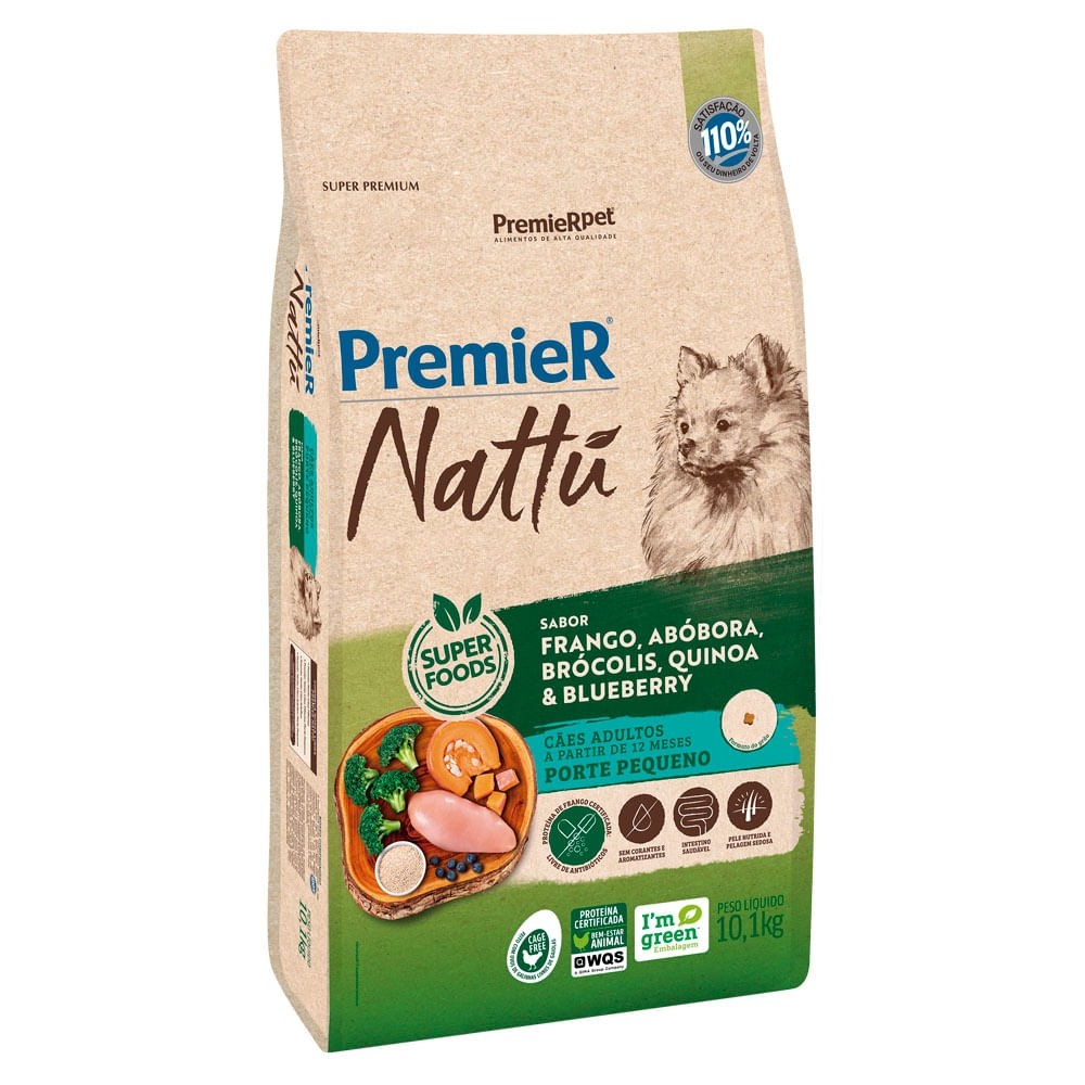 PREMIER NATTU CAES ADULTO PORTE PEQUENO ABOBORA 10,1KG
