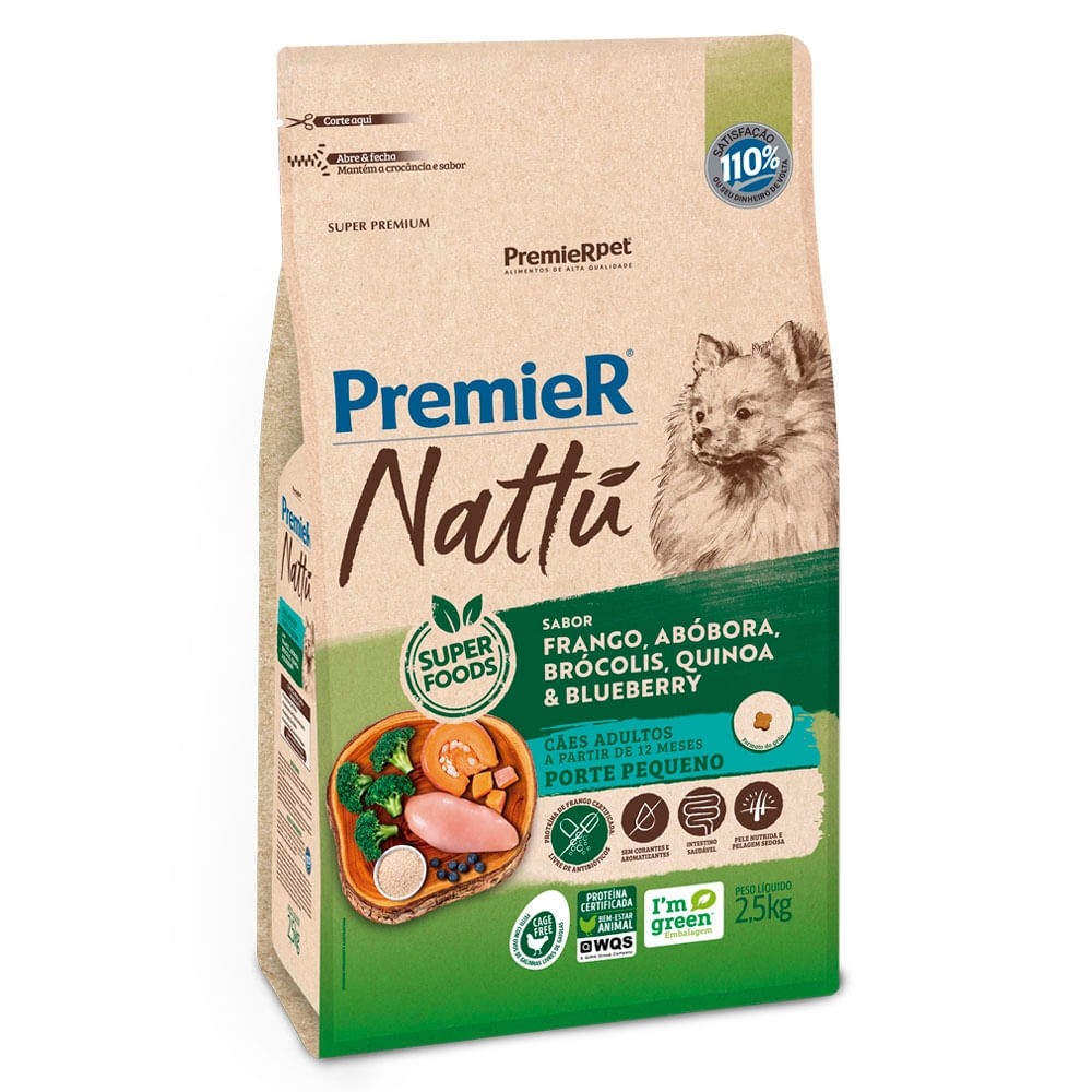 PREMIER NATTU CÃES ADULTO PORTE PEQUENO ABOBORA 2,5KG