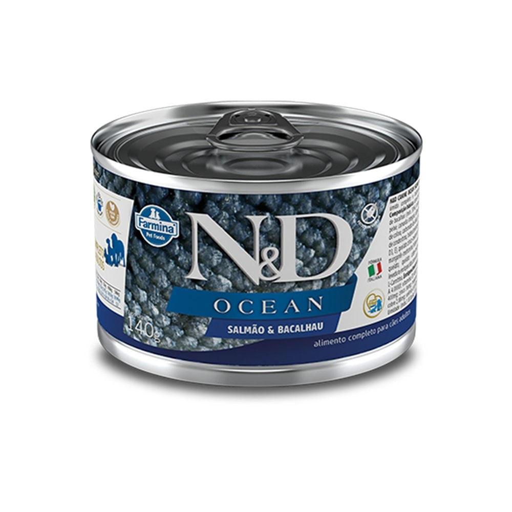 N&D CÃES WET OCEAN SALMÃO E BACALHAU 0,14KG