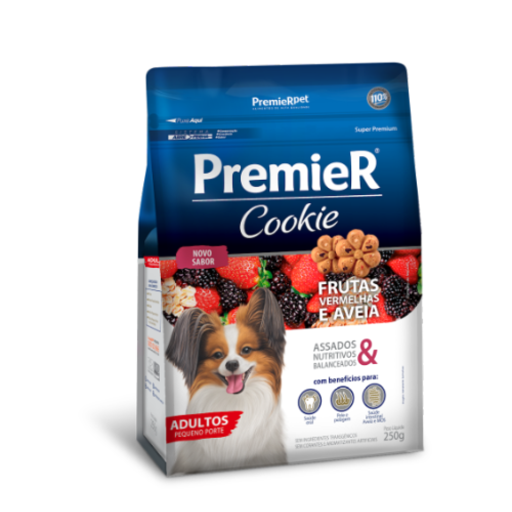 PREMIER COOKIE ADULTO RAÇAS PEQUENAS FRUTAS VERMELHAS 250G