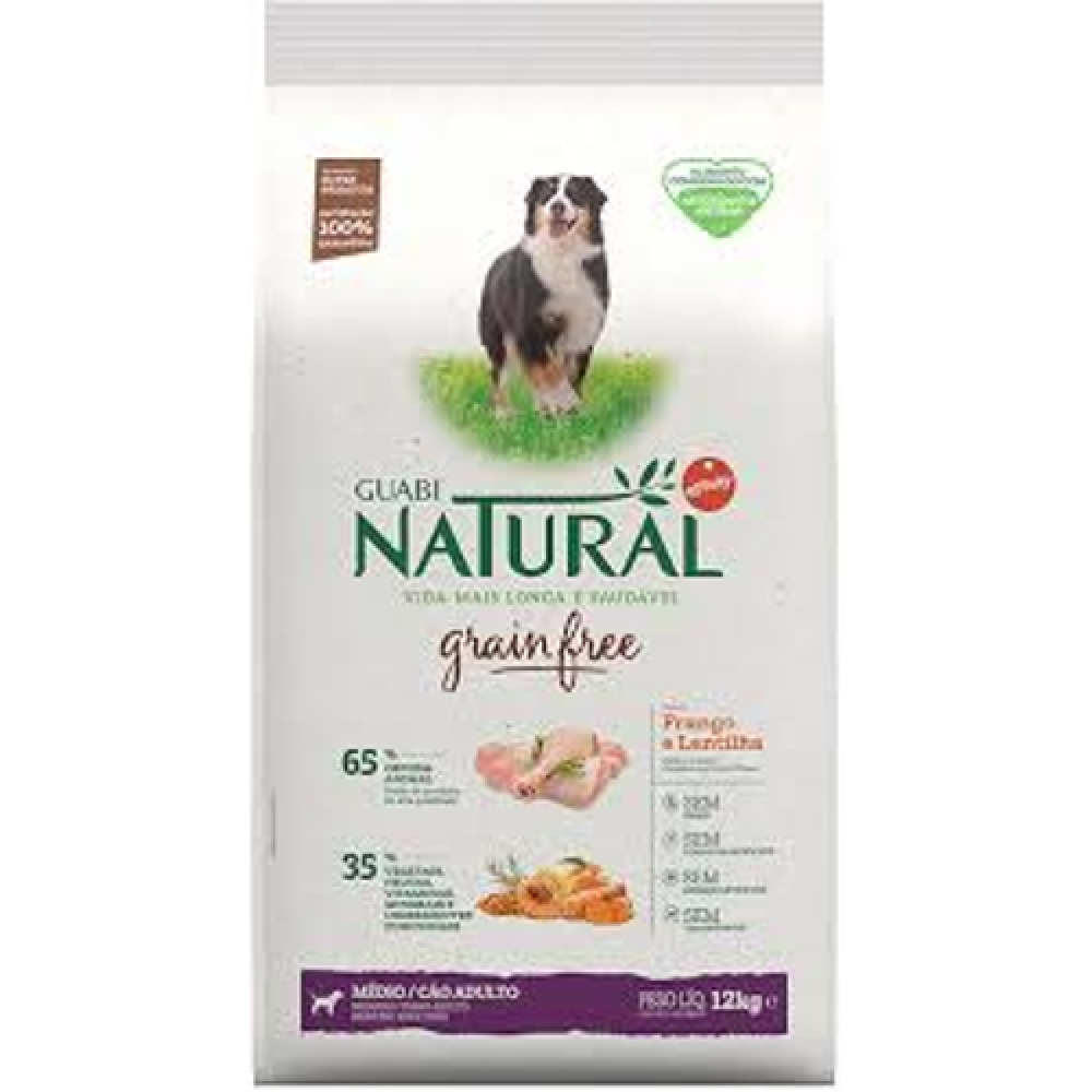 NATURAL GRAIN FREE CÃES ADULTOS RAÇAS MÉDIAS FRANGO E LENTILHA 2,5KG
