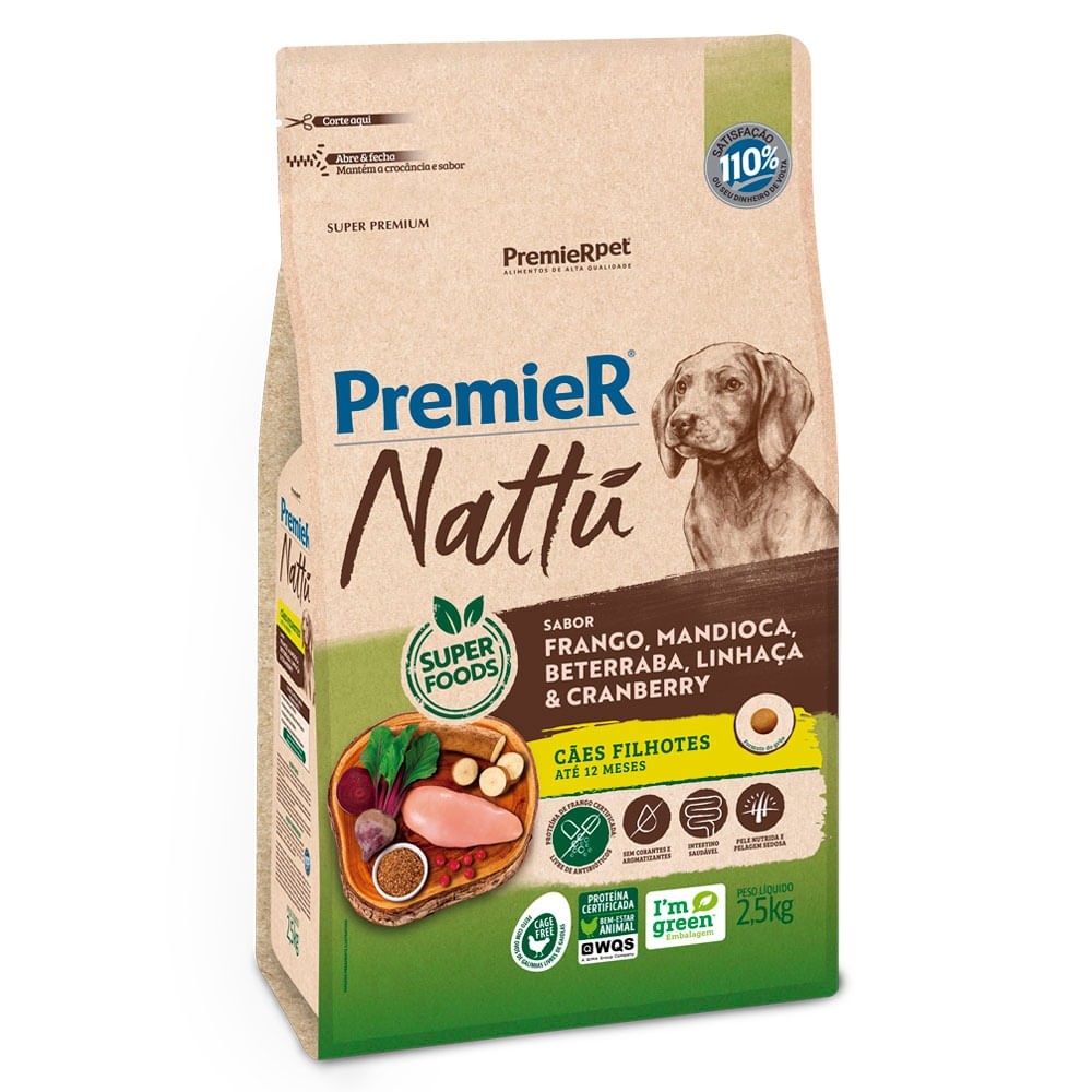 PREMIER NATTU CÃES FILHOTE MANDIOCA 2,5KG