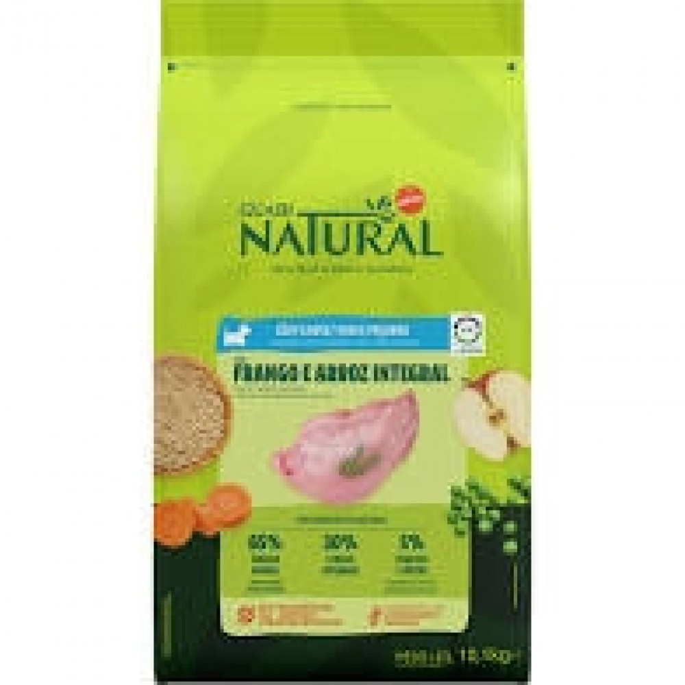 NATURAL CÃES FILHOTES RAÇAS PEQUENAS E MINIATURA FRANGO E ARROZ INTEGRAL 10,1KG