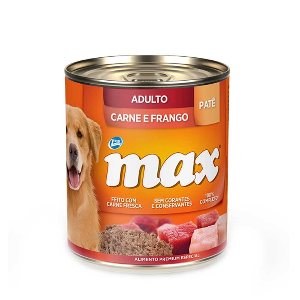 MAX CÃES LATA ADULTO CARNE E FRANGO 280G