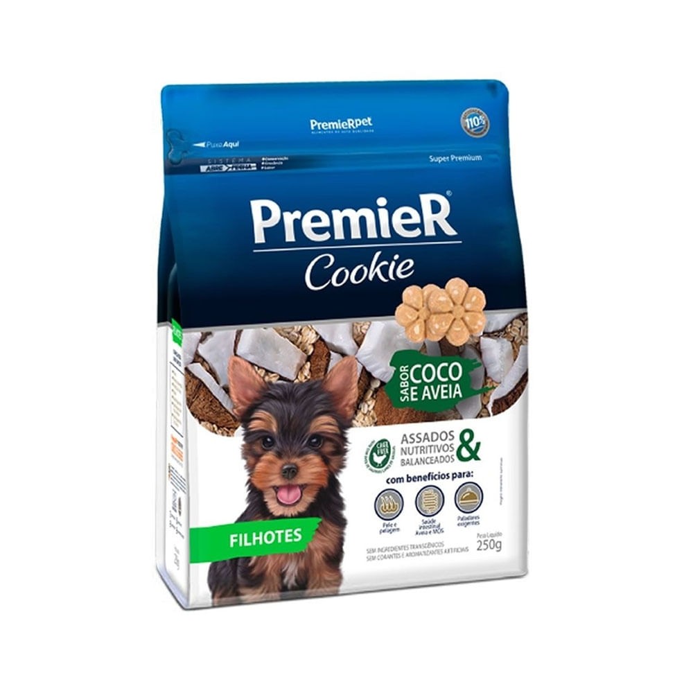 PREMIER COOKIE FILHOTES COCO E AVEIA 250G