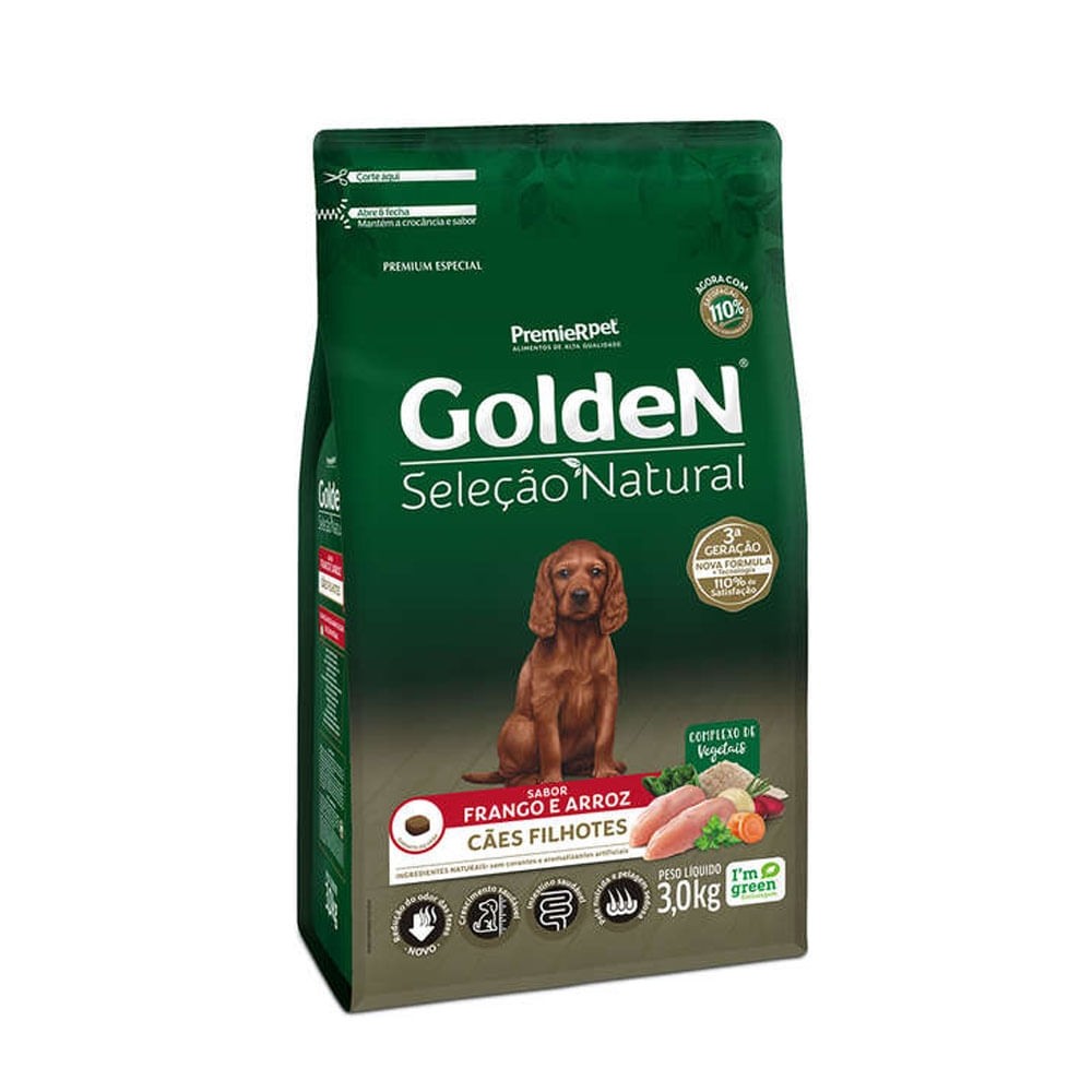 GOLDEN SELEÇÃO NATURAL CÃES FILHOTES FRANGO 3KG