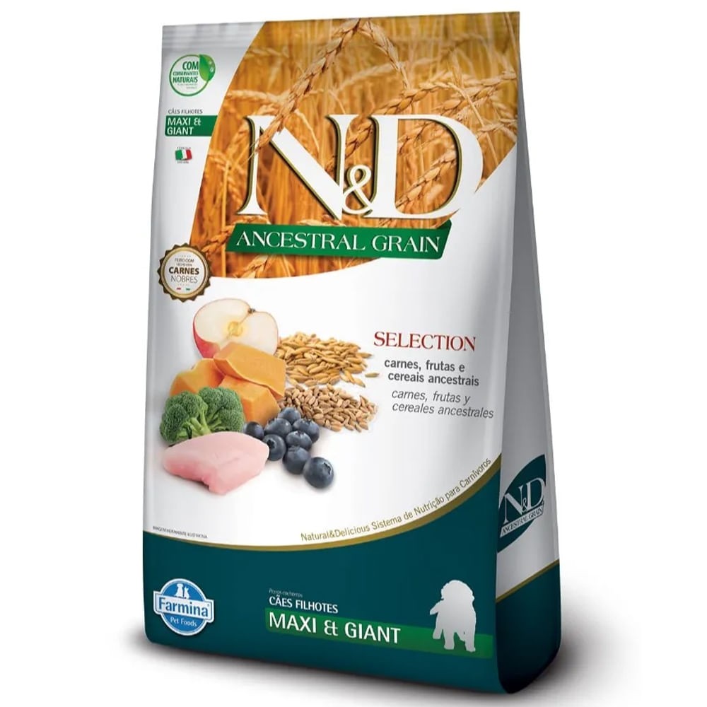 N&D ANCESTRAL SELECTION CÃES FILHOTES MAXI E GIANT CARNES E FRUTAS 15KG