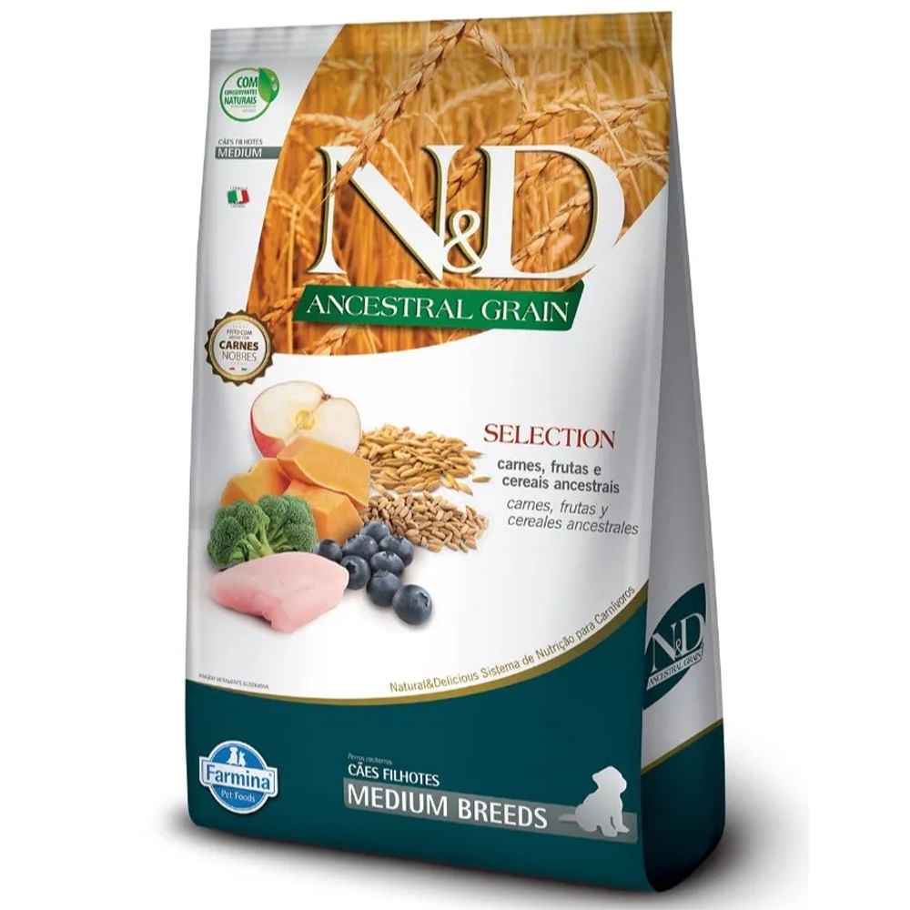 N&D ANCESTRAL CÃES FILHOTES MEDIUM CARNE E FRUTAS 15KG
