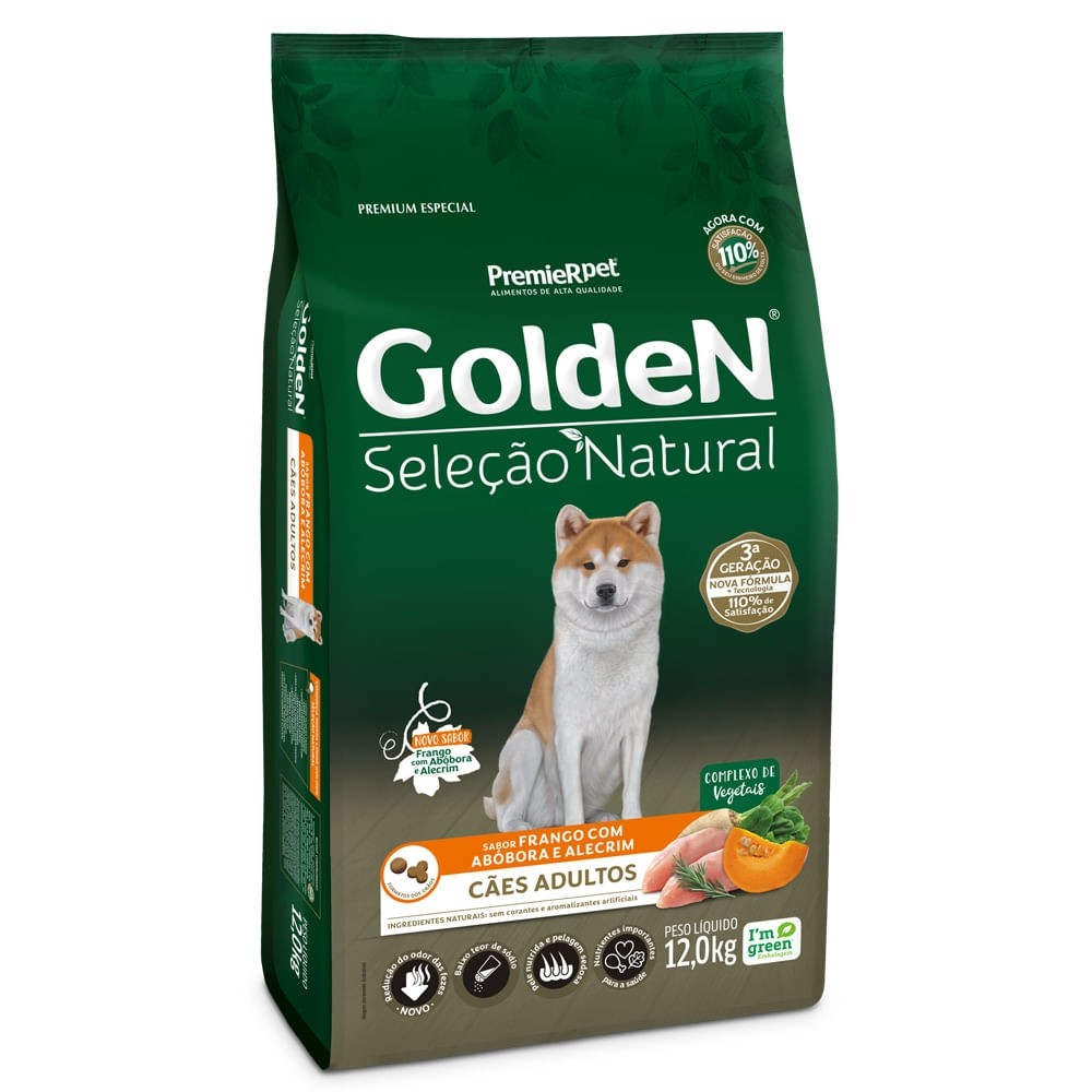 GOLDEN SELECÃO NATURAL CÃES ADULTO ABOBORA 12KG