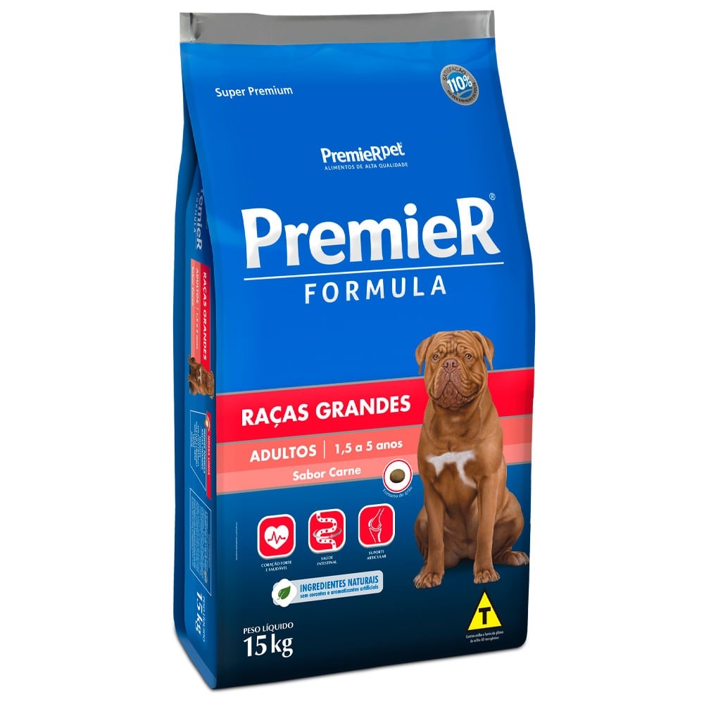 PREMIER CÃES ADULTOS RAÇAS GRANDES CARNE  15KG