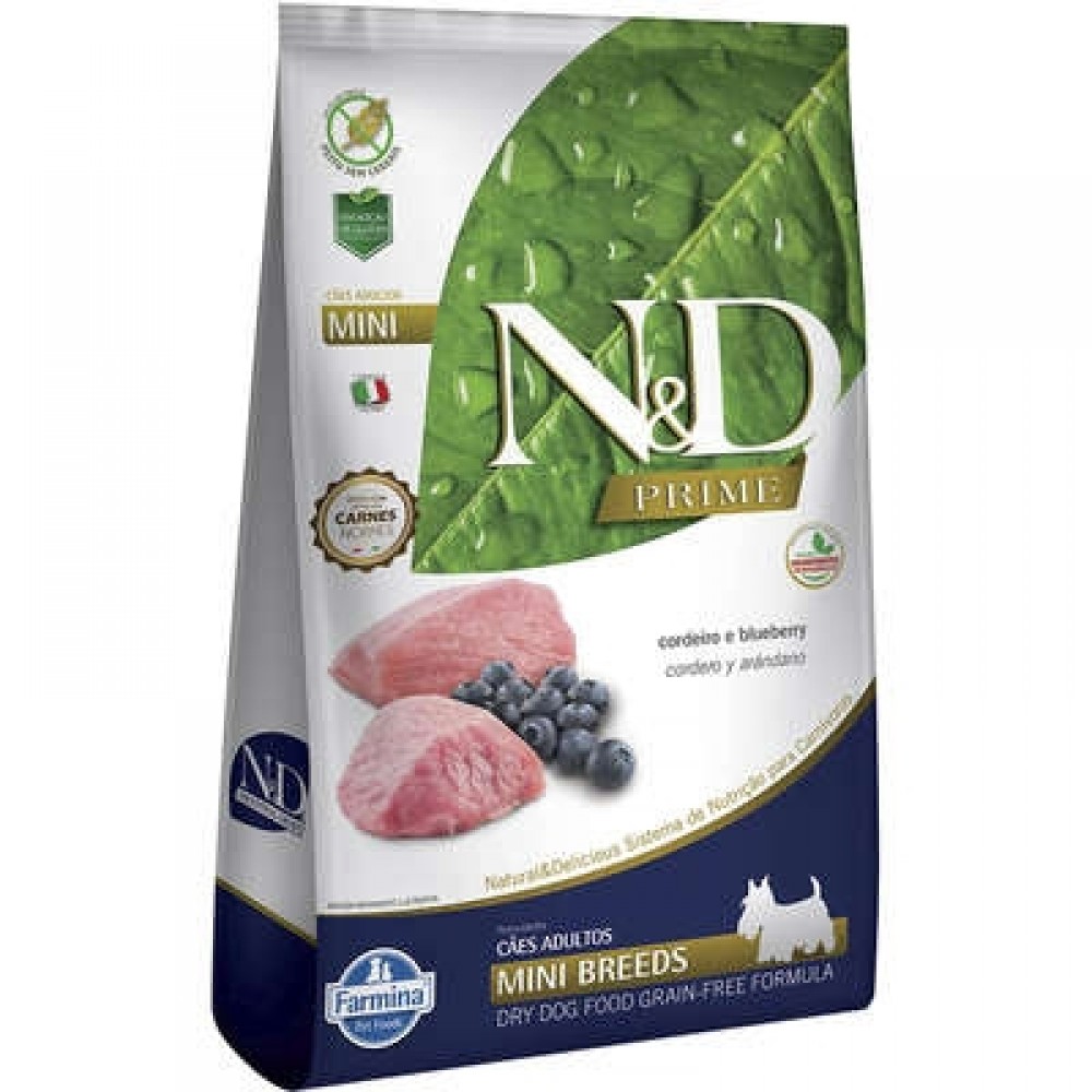 N&D CÃES PRIME CORDEIRO E BLUEBERRY ADULTO MINI 800G