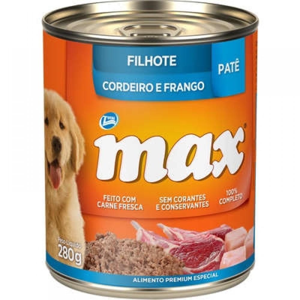 MAX CAES WET FILHOTE CORDEIRO E FRANGO 280G